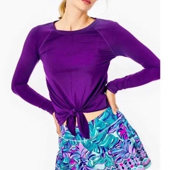 Like New Lilly Pulitzer Kieran Purple tie top, XS CB2135 - Picture 2 of 3